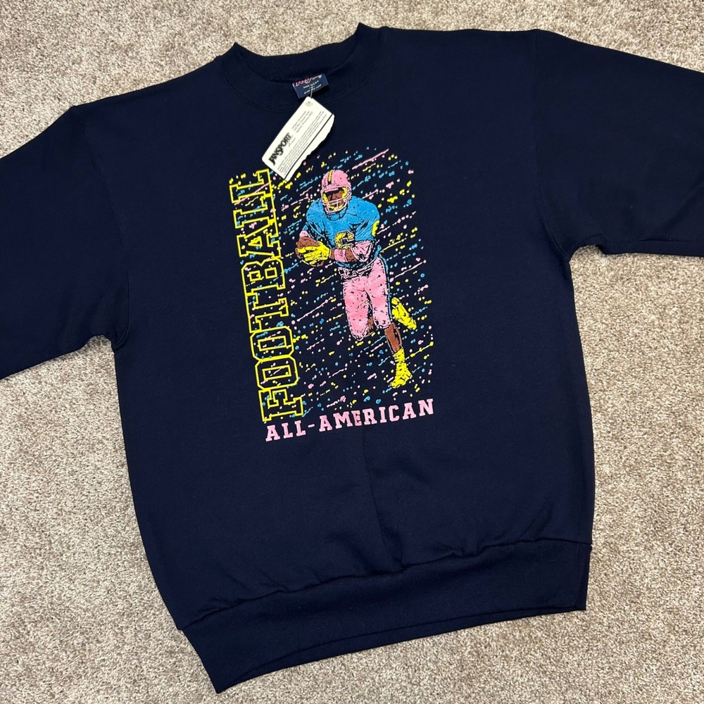 Vintage Jansport All American Football Sweatshirt Made In USA Men Size Large 90s